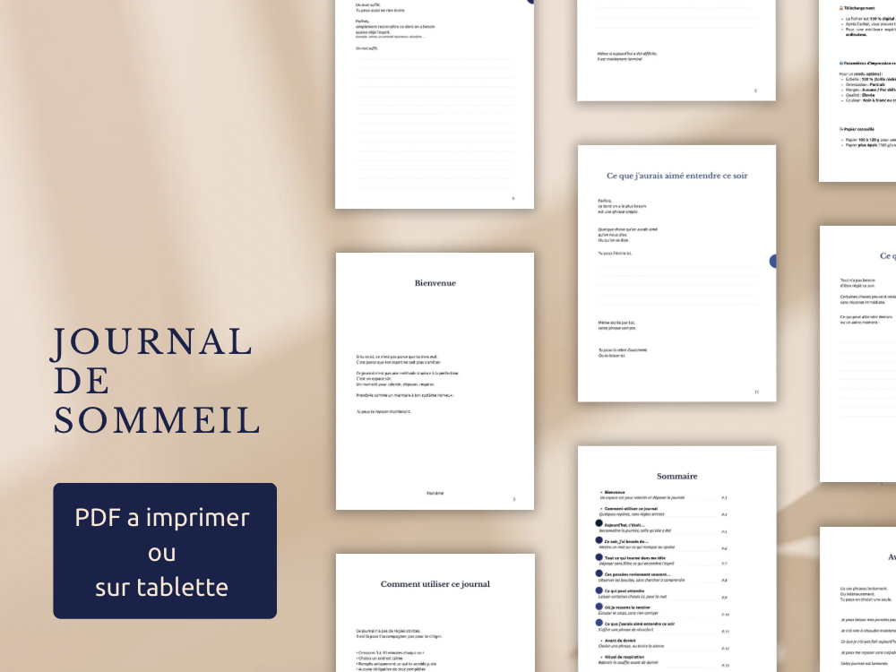 Journal de Sommeil Nuitâme – Déposer la journée & Apaiser l’esprit (PDF imprimable)