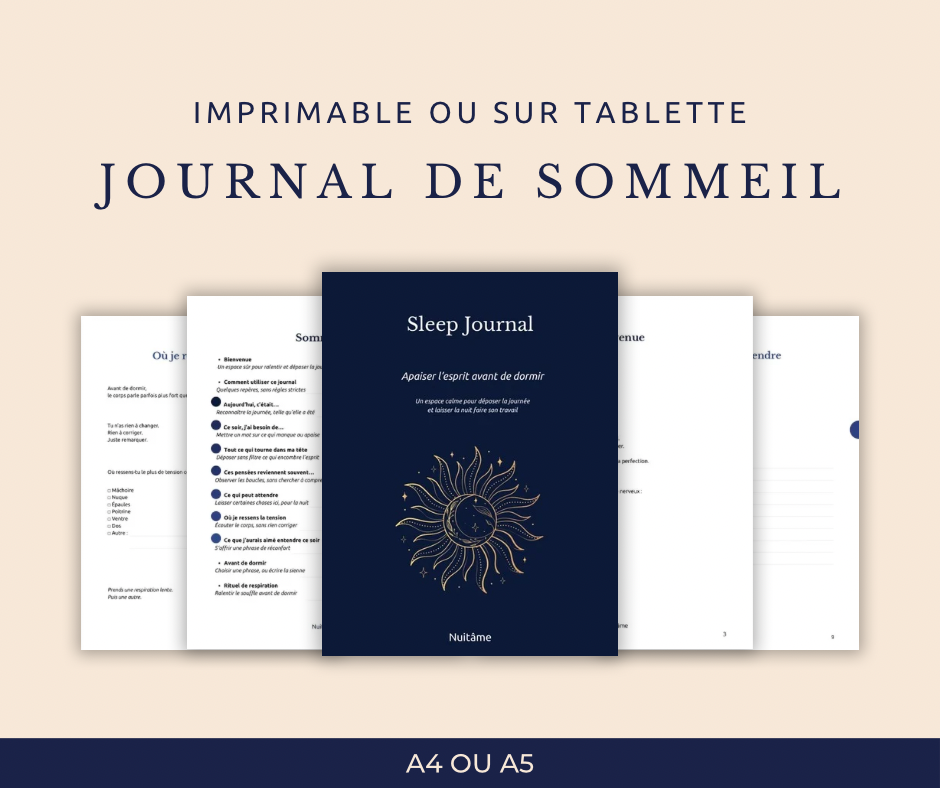 Journal de Sommeil Nuitâme – Déposer la journée & Apaiser l’esprit (PDF imprimable)